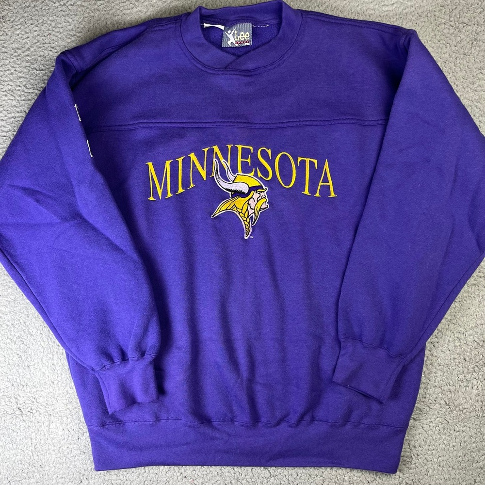 Vintage Minnesota Vikings Sweatshirt Lee Sport Sz L Purple Crewneck NFL Sweater
